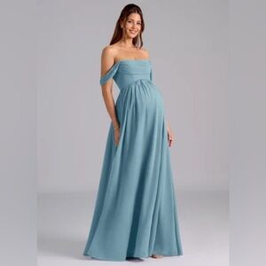 Azazie Saige Moody Blue Maternity Dress